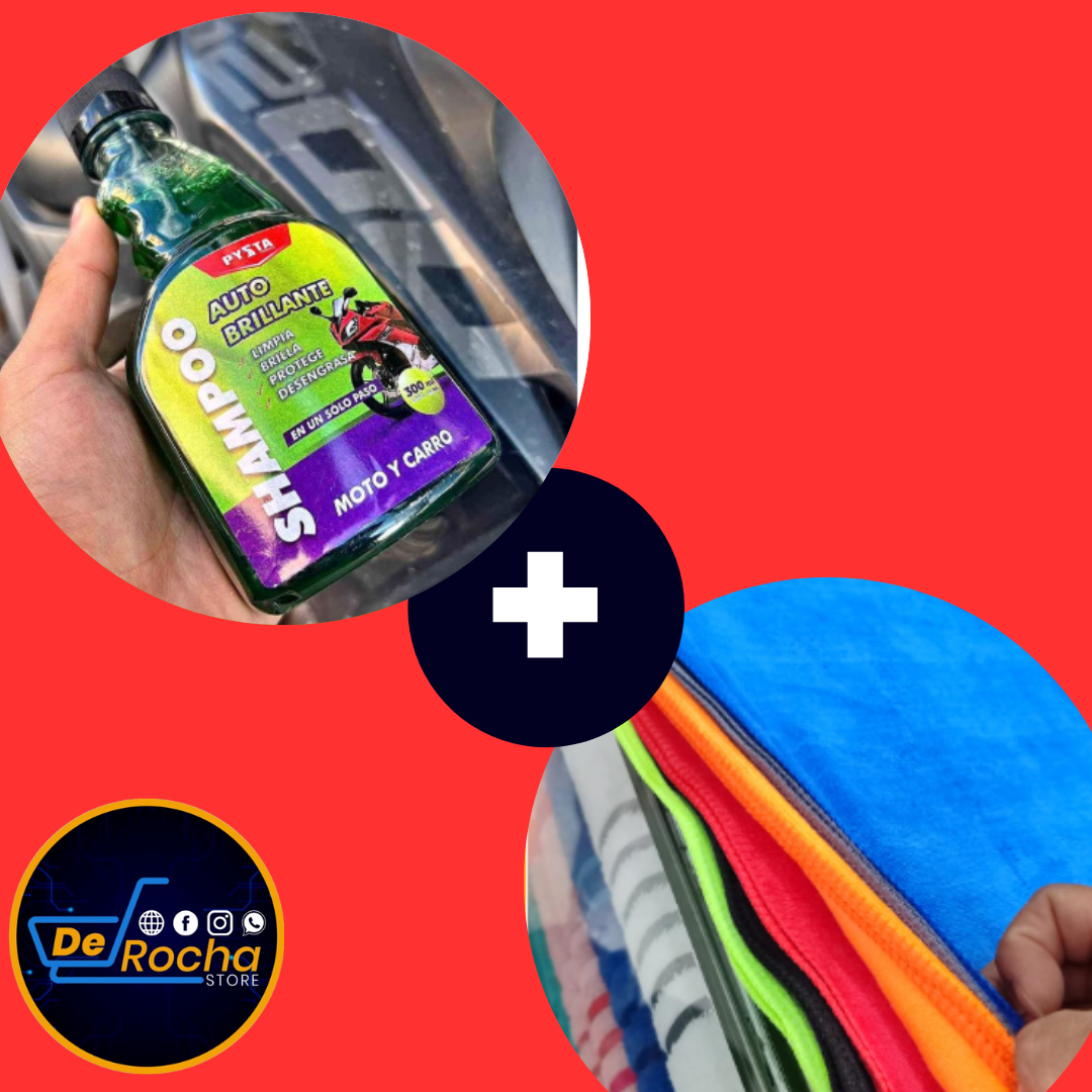 combo toallas micro x4+shampoo espumoso